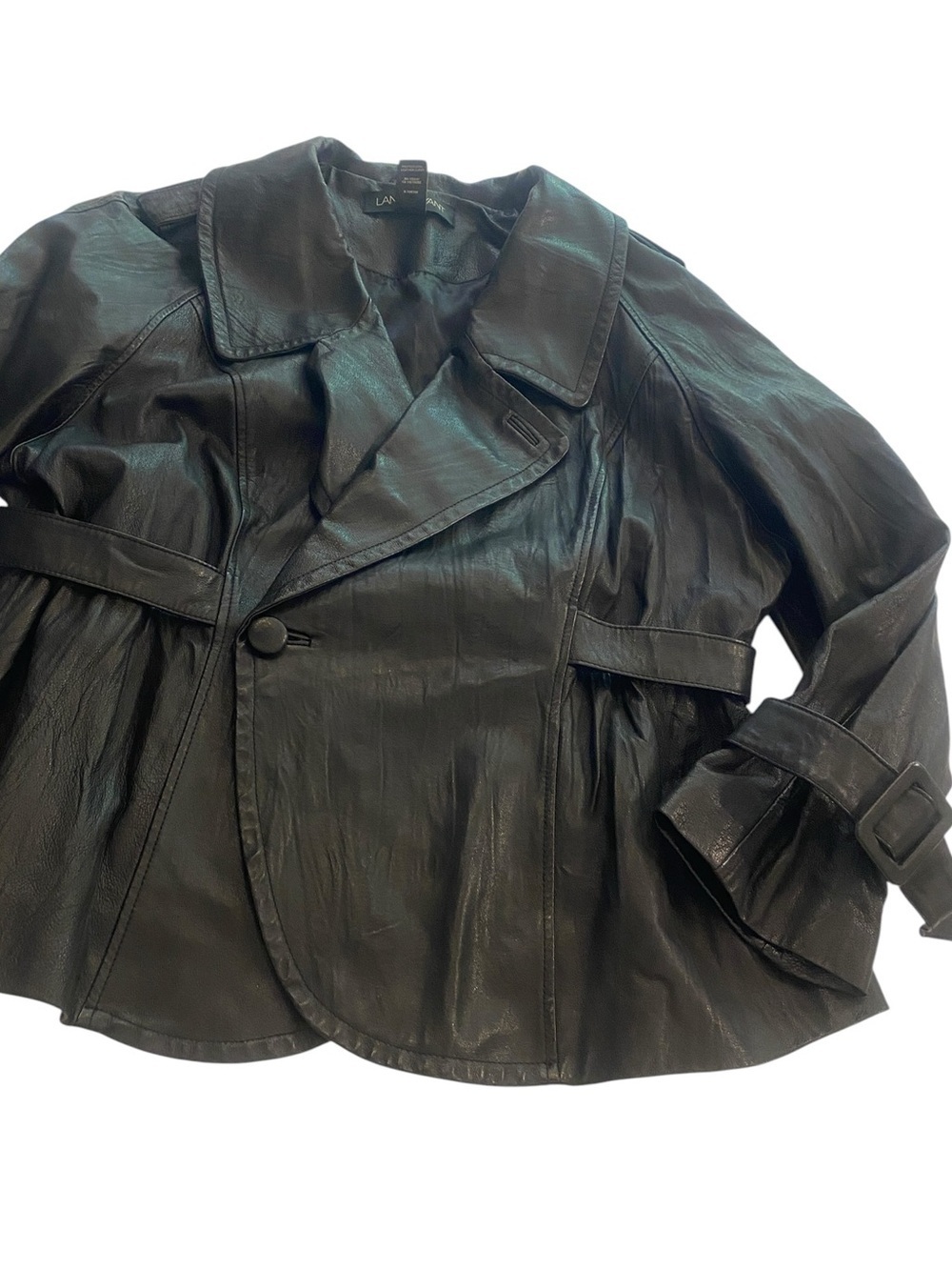 Lane Bryant Women’s Black Leather Swing Style Buckled Cuff Feminine Jacket 18-20